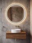 SAPHO - KADRIS guľaté zrkadlo s LED osvetlením, ø 100cm, čierna mat KD100