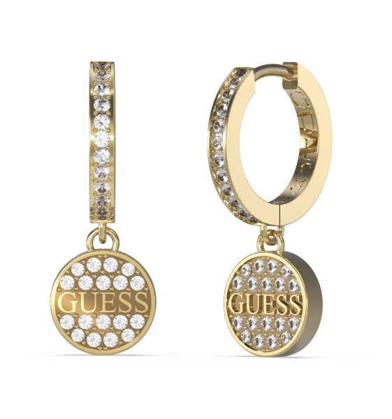 Guess Oslnivé pozlátené náušnice Huggie Me JUBE03137JWYGT/U