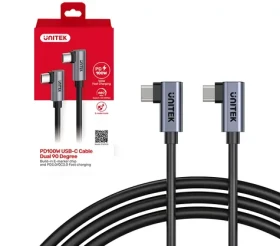 Unitek Kábel USB-C - USB-C lomený čierna / Kábel / USB-C (M) - USB-C (M) / 0,5 m / PD 100W (C14147ABK01-0.5M)
