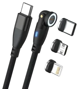 RealPower Magnetic 100W čierna / Magnetický nabíjací kábel USB-C / 100 W PD / 1 m / adaptéry Lightning, micro-USB (439615)