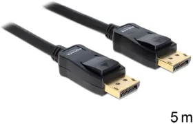 DeLock Kábel DisplayPort čierna / Prepojovací kábel / samec - samec / 5 m / 10,8 Gbit / s (82425)