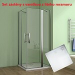 H K - Sprchový kút MELODY A2 100cm s dvoma jednokrídlovými dverami s pevnou stenou vrátane sprchovej vaničky z liateho mramoru SE-MELODYA2100/THOR-100SQ