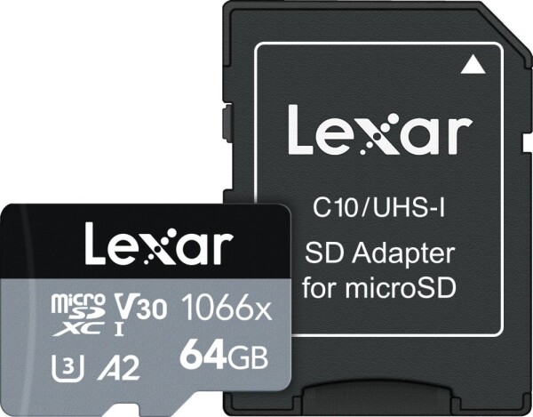 Lexar Professional 1066x MicroSDXC 64 GB Class 10 UHS-I/U3 A2 V30 (LMS1066064G-BNANG)