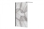 BESCO - Walk-in sprchovací kút Leaf - Farba rámu zásteny - Hliník čierny, Rozmer A - 120, Rozmer C - 200, Smer zatváranie - Univerzálny Ľavé / Pravé, Výplň - Maľované bezpečnostné sklo - 8 mm BCLEAFY120