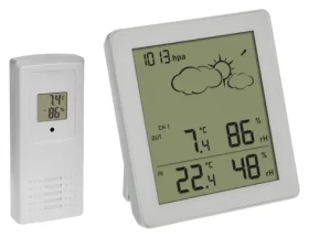 TFA 35.1168.02 CLEAR biela / Meteostanica / s predpoveďou počasia / dosah 100 m / rozšíriteľná až 3 čidlá