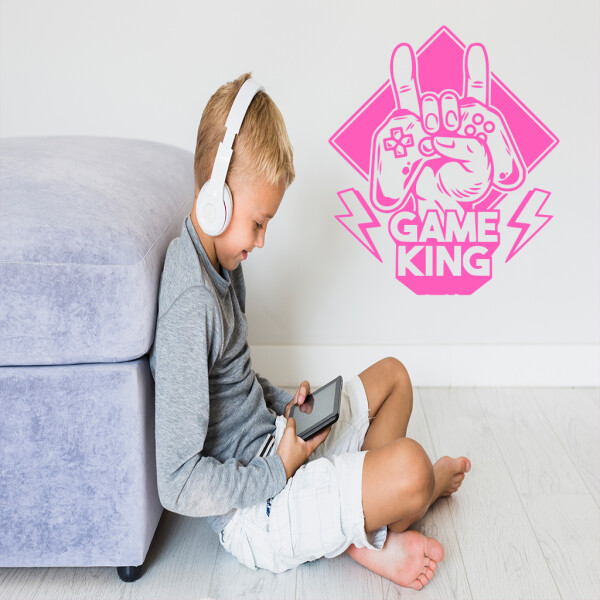 Veselá Stena Samolepka Game King Farba: růžová, Veľkosť: 100 x 116 cm