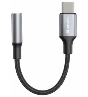 Swissten TEXTILE Audio adaptér USB-C (M) - 3.5mm Jack 0.15m čierna (73502311)