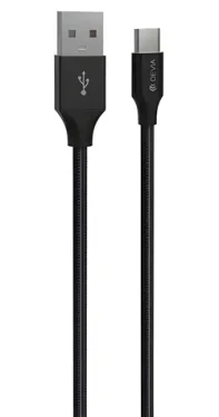 Devia Gracious Woven nabíjací kábel čierna / Kábel USB-A - USB-C / Textilné opletenie / 1 m (6938595337062)