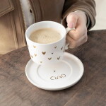 Bastion Collections Keramický hrnek Hearts in Brown 240 ml