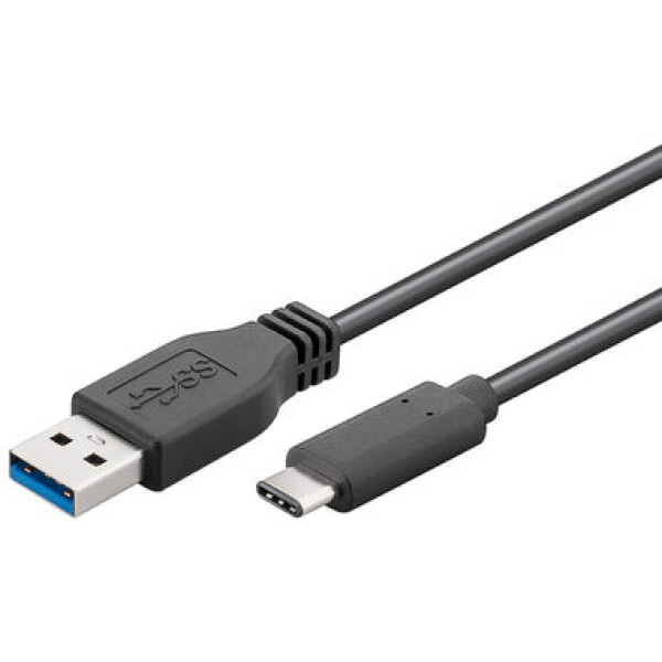 PremiumCord prepojovací USB 3.0 kábel s konektormi USB-C - USB-A čierny 15cm (8592220016982)