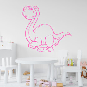 Veselá Stena Samolepka Brontosaurus Farba: růžová, Veľkosť: 100 x 93 cm
