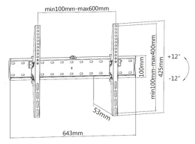 Equip TV držiak na stenu čierny / Držiak TV / náklopný / VESA 600x400 / 37-70” / 40 kg (650332)
