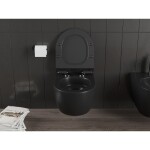 MEXEN/S - Carmen Závesná WC misa Rimless Tornado vrátane sedátka s slow slim, duroplast, čierna mat 30880185T