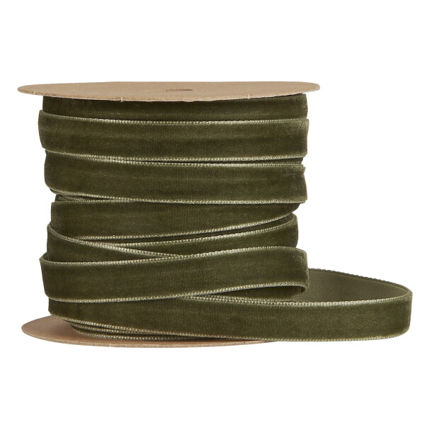 Ib Laursen Zamatová stuha Moss Green – 10 m