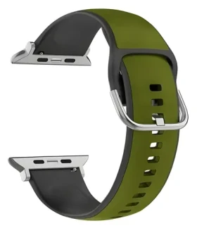 Beline Silico Leather zeleno-čierna / Remienok / Silikón/eko-koža / Pre Apple Watch 1-9/SE/SE2 / 42/44/45/49 mm