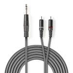 Nedis Stereo Audio kábel jack 6.35 mm (M) - 2x RCA (M) 1.50 m tmavo šedá (COTH23300GY15)