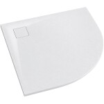 CERANO - Sprchová vanička štvrťkruhová Quarto - SMC/minerálny kompozit - štruktúrovaná biela matná - 90x90x3 CER-414761