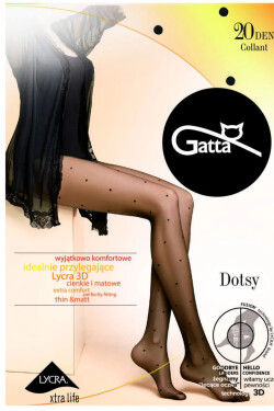 DOTSY - Dámske vzorované pančuchy 03-5 nero 5-XL