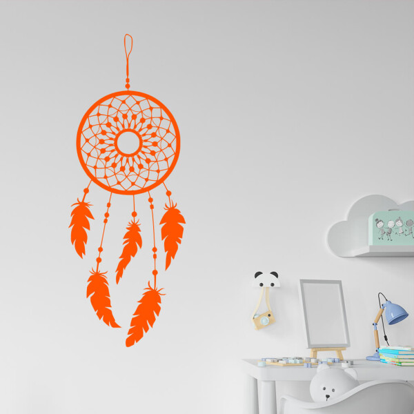 Veselá Stena Samolepka Lapač snov ornament Farba: oranžová, Veľkosť: 100 x 37 cm