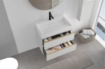 CERANO - Kúpeľňová skrinka Velora - biela matná, úchytka zlatá + umývadlo z lit. mramoru s otvorom Vita - biela lesklá - 70x63x46,5 CER-8050BD83875