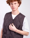 Taion Unisex Military Zip V-Neck Down Vest D.CHOCO M