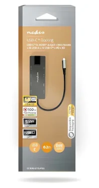 Nedis USB-C dokovacia stanica 10-in-1 antracit / Dokovacia stanica / RJ45 / HDMI 4K / SD / 100 W PD (CCBW64775AT02)