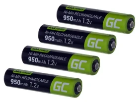Green Cell HR03 4X AAA 950mAh zelená/čierna / Nabíjacia batéria / NiMH / 1,2 V (GR03)
