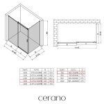 CERANO - Sprchovací kút Santoro - ľavá - 6 mm - chróm, mliečne sklo - 130x70 - posuvný CER-665719