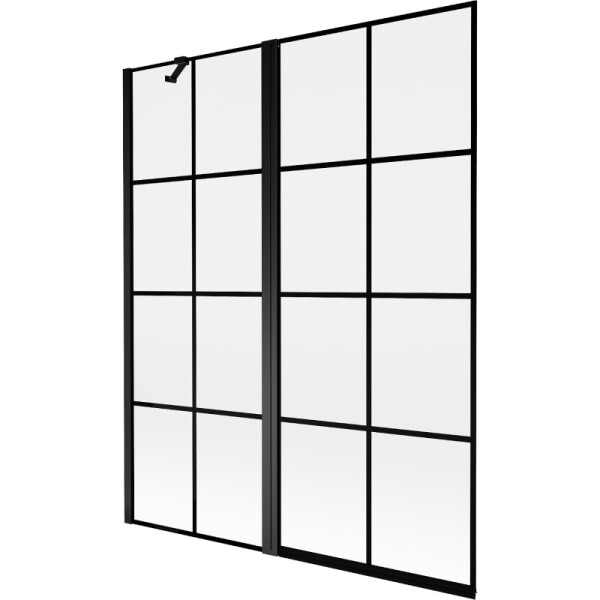 MEXEN - MIST vaňová zástena 140x150 cm 6mm f+s, čierna, dekor, ľavá 8A9-140-011-70-77-L