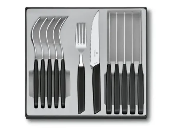 VICTORINOX Sada príborov s nožom steakovým Swiss Modern 12 ks čierna (6.9093.12W.12)