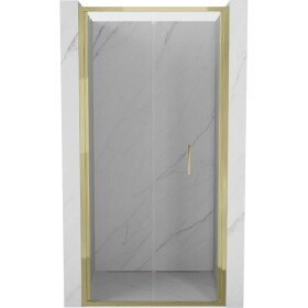 MEXEN - Exo skladacie sprchové dvere 120, transparent, zlatá 816-120-000-50-00