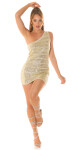 Sexy One-Shoulder Disco-dress with sequins BEIGE Einheitsgroesse