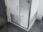 MEXEN/S - Apia sprchovací kút posuvný 90x90, sklo transparent / pruhy, chróm + vanička 840-090-090-01-20-4010