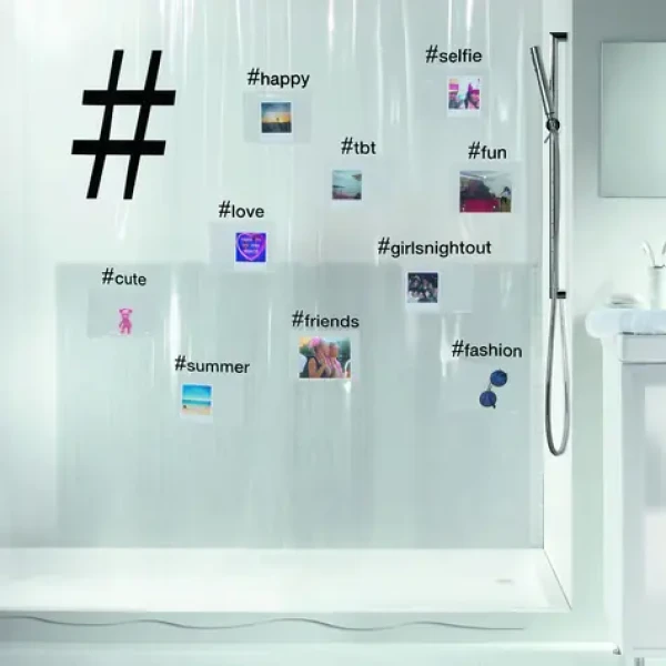 SPIRELLA HASHTAG sprchový záves s motívom číry / 180 x 200 cm / PEVA