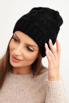 Dámska zimná čiapka s vlnou a štrukturálnou pleteninou K432 čierna UNI