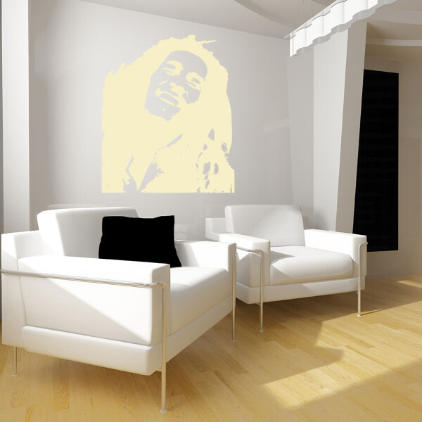 Veselá Stena Samolepka Portrét Bob Marley Farba: béžová, Veľkosť: 80 x 67 cm