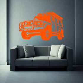 Veselá Stena Samolepka Auto Land Rover Defender Farba: oranžová, Veľkosť: 60 x 40 cm