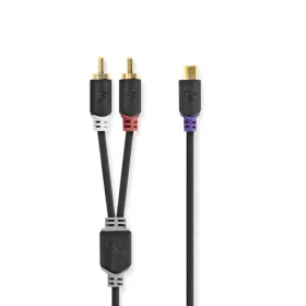 Nedis Stereo Audio kábel 2x RCA (M) - RCA (F) 0.20 m čierna (CABW24020AT02)