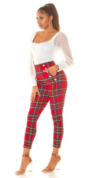 Sexy Koucla checkered Highwaist Pants red XL