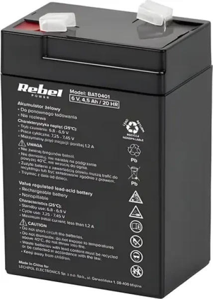 Rebel BAT0401 / Batéria pre UPS / 6V / 4,5 Ah (BAT0401)