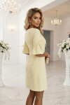 217-12 NEVA Dámske trapézové šaty so zaväzovaním na rukávoch - pastelovo žlté XL