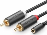 Ugreen AV102 Kábel 2x RCA (Cinch - M) - 3.5 mm jack (F) 1 m čierna (10588)