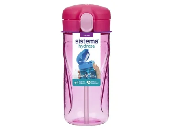 Sistema Hydrate Quick Flip Top Fľaša so slamkou 520 ml ružová (8592001419674)