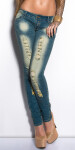 Sexy KouCla skinnies in used look with studs denimblue