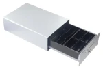 Equip Pokladničná zásuvka strieborná / Pokladničná zásuvka / RJ11 / 4 bankovky / 4 mince / 12V / kov (351012)