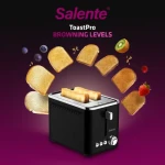 Salente ToastPro čierna / Hriankovač / nerez / 950 W / 2 sloty / 7 stupňov opečenia / FixBake (TOASTPRO-BK)