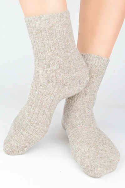 BEZTLAKOVÉ PONOŽKY HLADKÉ S VLNOU SB133 tmavě béžová 36-41