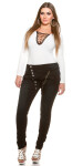 Curvy Girls Size! Skinnies with buttons and zip black