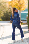 Sexy dark denim used look flarred Jeans denimblue