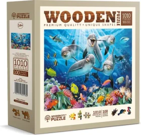 Wooden City Drevené puzzle Šťastní delfíny 1010 dielikov
